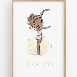 Fearless Wandposter für Kinder, Positiver Mädchendruck, Monogrammbuchstabe F für Fearless Girl, Wachstum Mindset Poster, Inspirierendes Kinder Poster