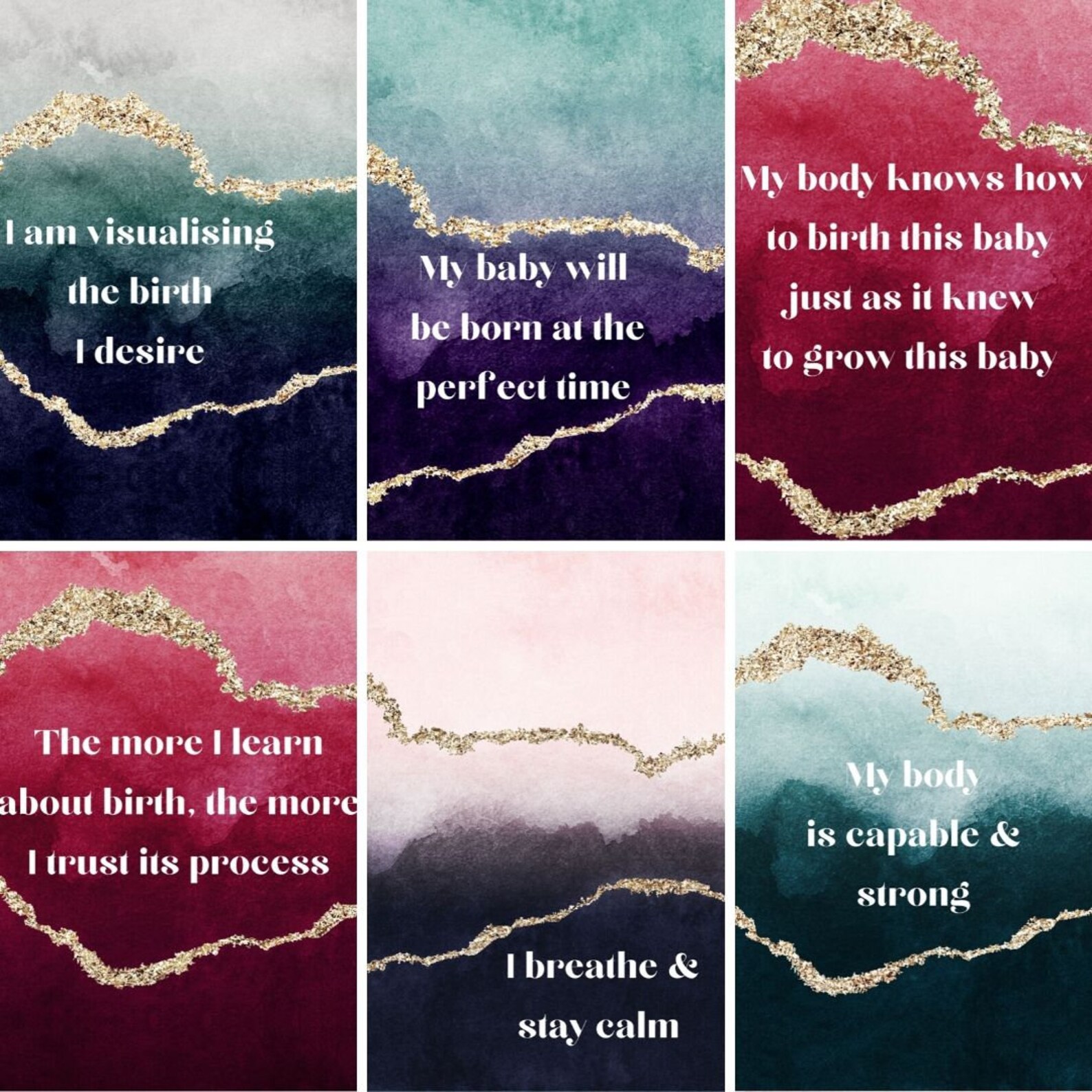 Positive Birth Affirmation Cards, Birthing Affirmations, Printable ...