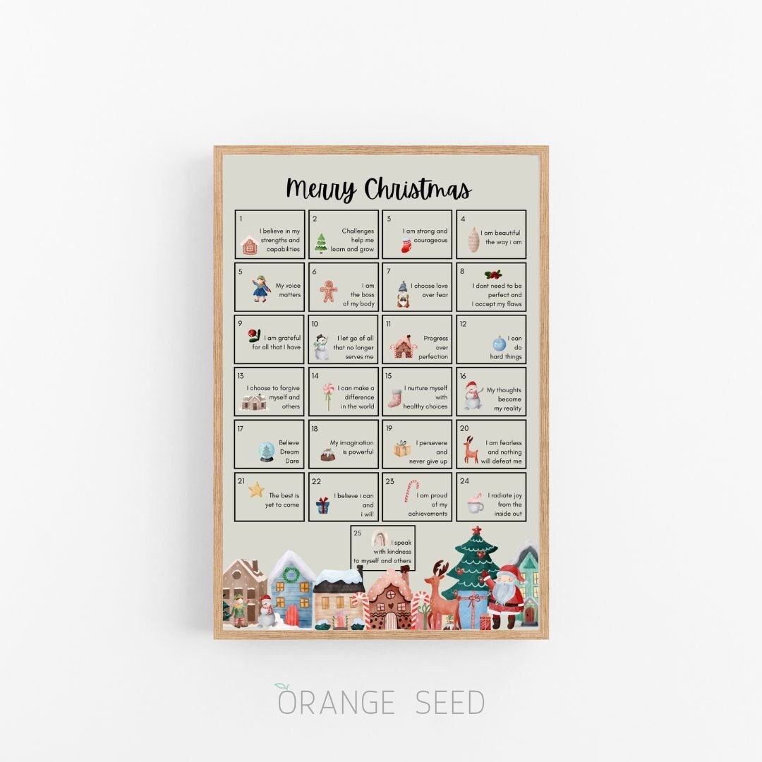 Christmas Advent Calendar Positive Affirmations Kids - Etsy