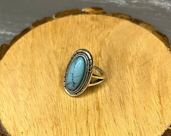 Simple Turquoise Oval Ring