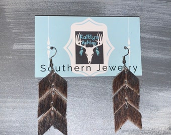 Chevron Cowhide Earrings