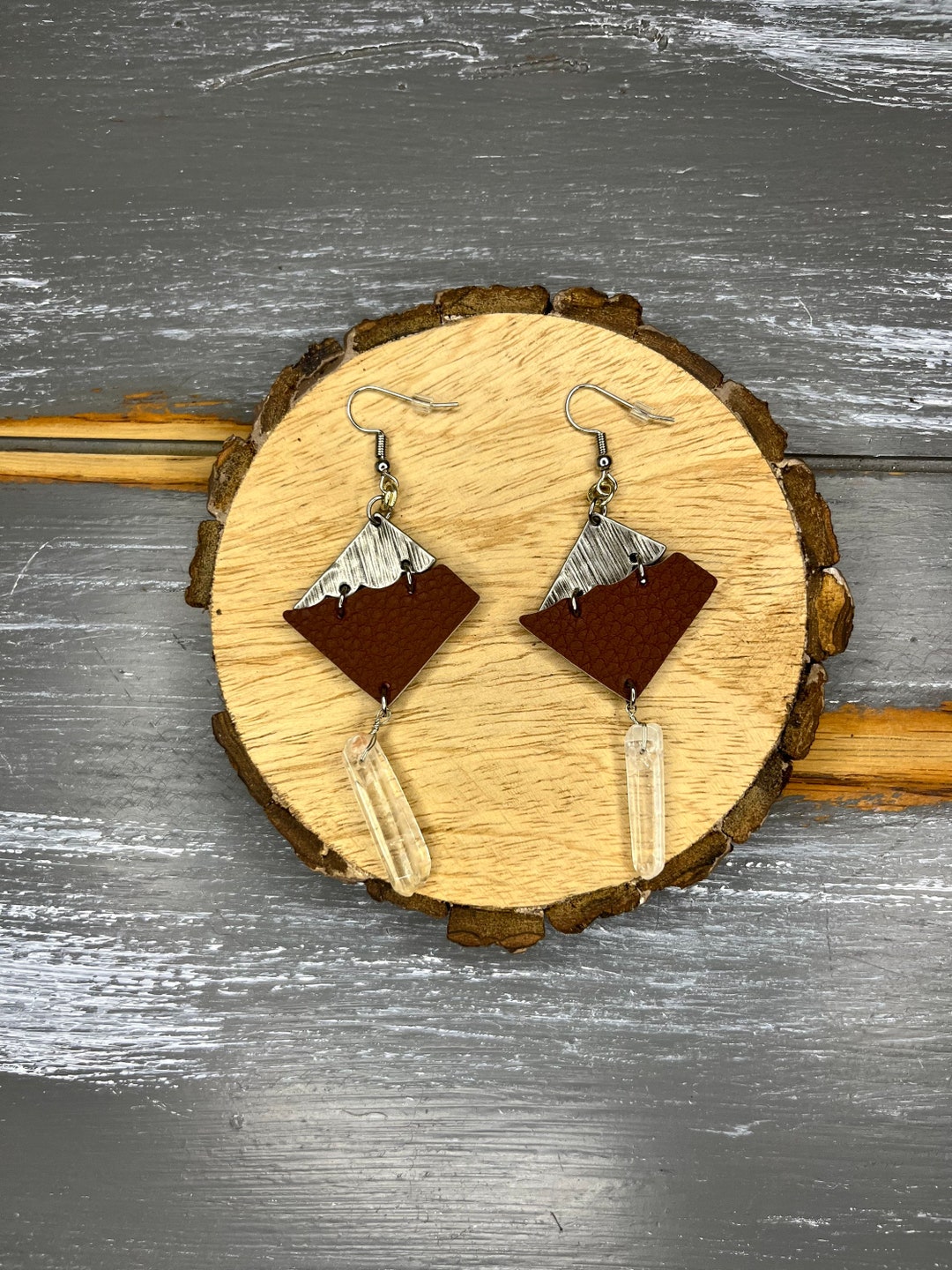 Square With Crystal Earrings Etsy