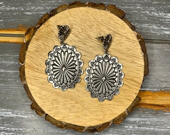 Metal Concho Drop Earrings