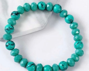 Turquoise and Crystal Beaded Bracelets
