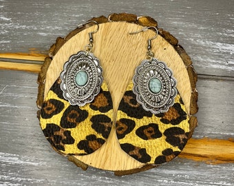 Leopard Concho Drop Earrings