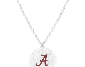 Alabama Crimson Tide Round Filigree Necklace and Earrings Set