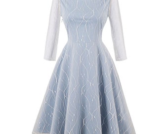 knee length dresses for ladies A.L.C. Women's Eden Lace Mini Dress in Slate Blue, Size 8 main image 1