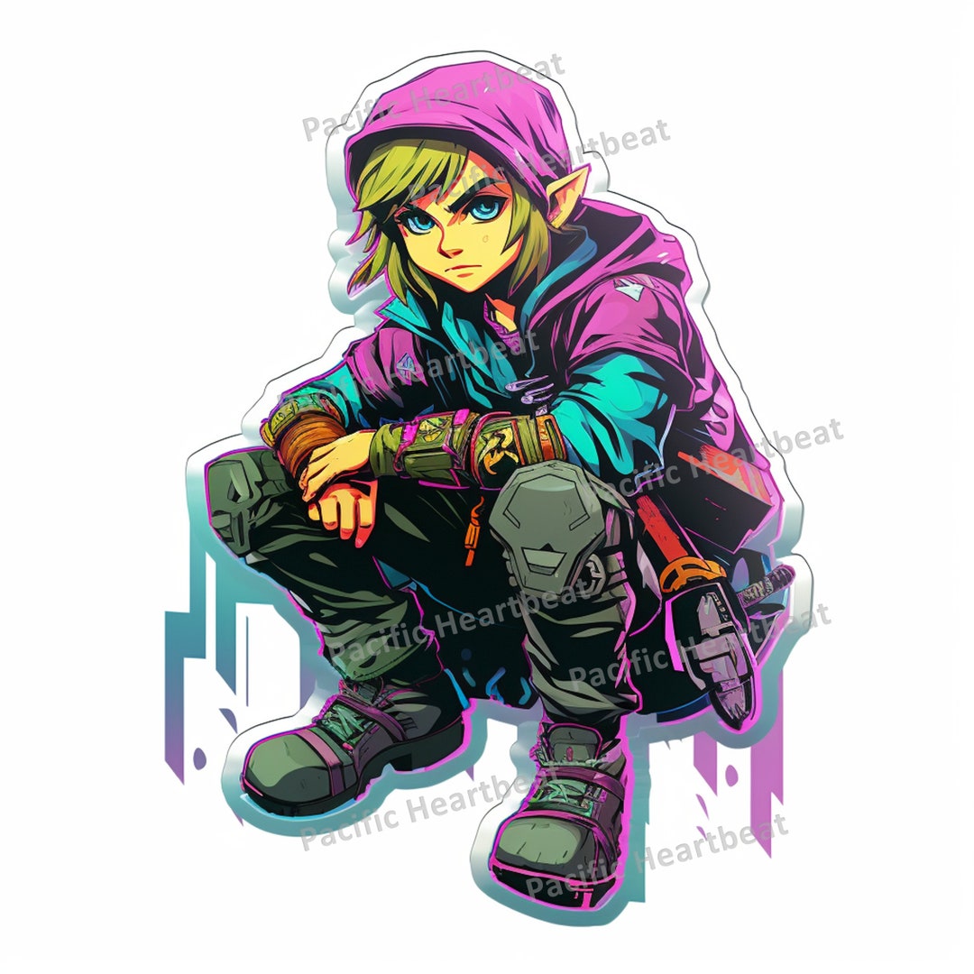 Synthwave Link zelda Matte Vinyl Sticker Etsy
