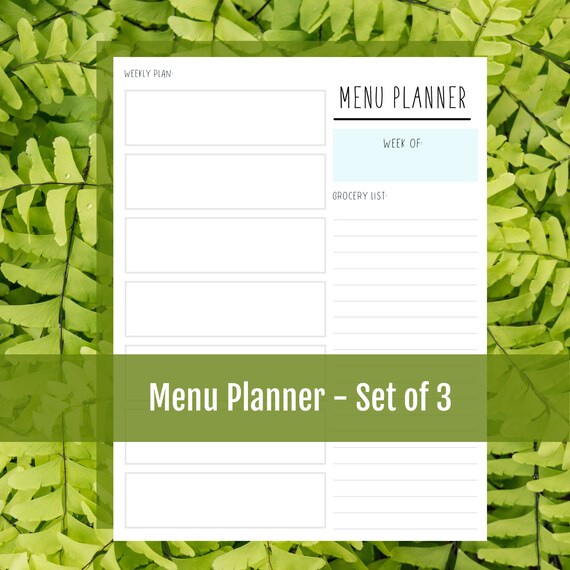 Weekly Menu Planner Digital Download | Etsy