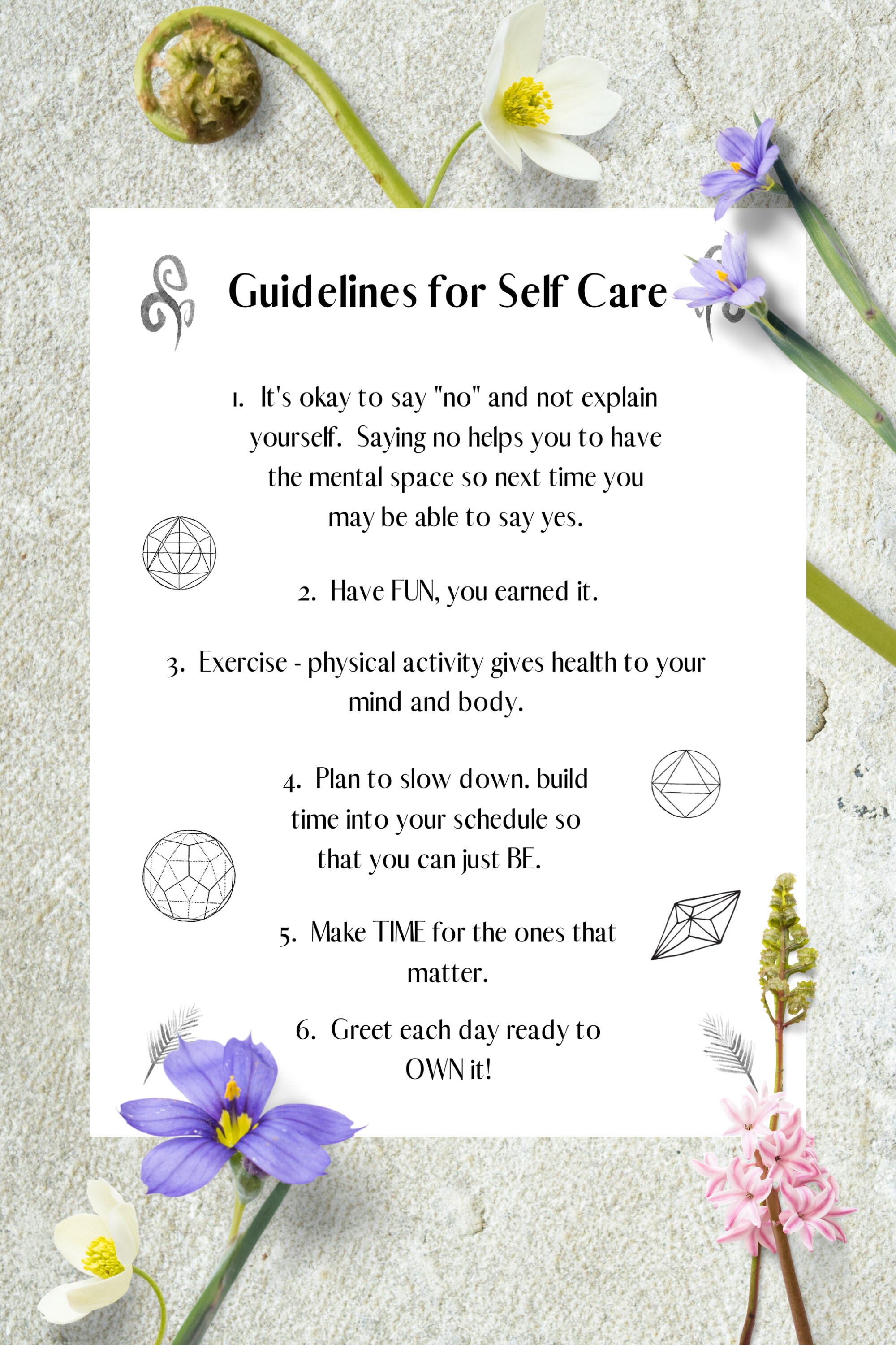 Self Care Guidelines Printable: Burnout Prevention (digital Download