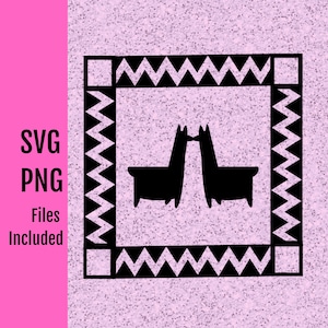 Llamas con Zigzag Border SVG y PNG Digital Download - Uso con Cricut o dispositivo similar