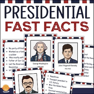 Amerikanische Präsidenten Forschung Fast Facts Flash Karten USA US Geschichte Homeschool