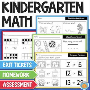 Kindergarten MATH Worksheets & Assessments Homeschool Classroom School