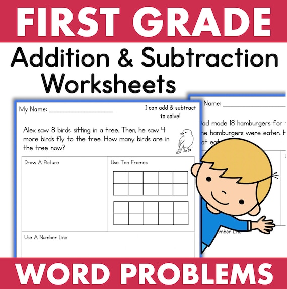 First Grade Math Addition Word Problems Worksheets