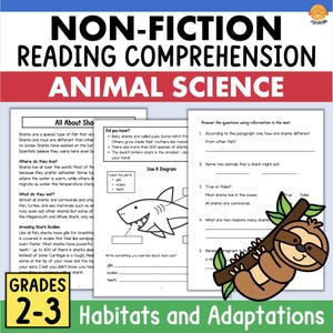 ANIMALS NonFiction Reading Comprehension Worksheets Homeschool Printables 2nd - 3rd Grade Science Passages with Questions