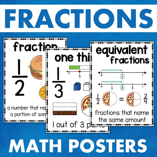 Fractions Math Posters Classroom Homeschool