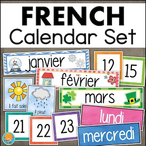フランス語カレンダーキット 月 日 季節 天気 日付カードセット カレンダーセット 教室 ホームスクール