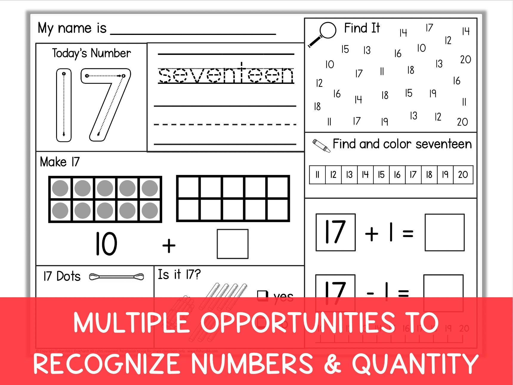 Kindergarten Math Worksheets Numbers 1 to 20 Learning to Count - Etsy India