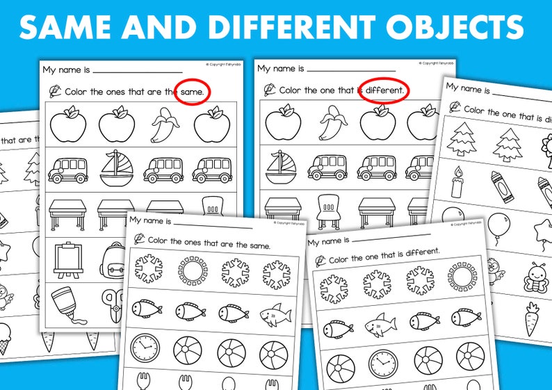 Same and Different Printable Worksheets Visual Discrimination Shapes ...