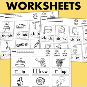 Kindergarten 1st Grade Phonics Learn to Read Digraphs Worksheets Game ...