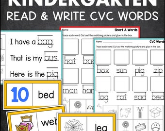 Learn to Read & Write CVC Words Short Vowels Worksheets Activities Homeschool Kindergarten Phonics