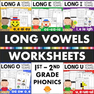 Long Vowels Printable Phonics Worksheets Vowel Teams Silent E 1st 2nd Grade Reading Homeschool Classroom