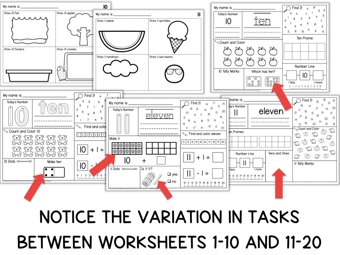 Kindergarten Math Worksheets Learning Numbers 1 to 20 Counting Number ...