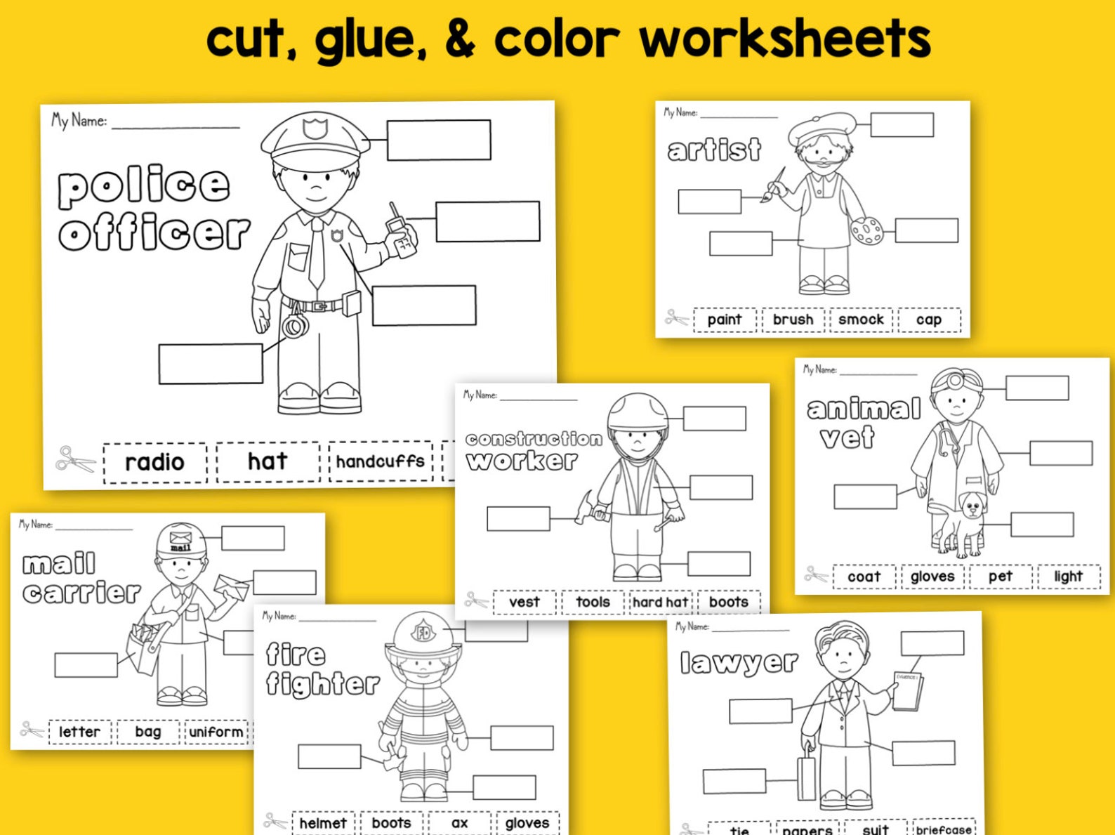 Community Helpers Activities and Worksheets Kindergarten Prek | Etsy