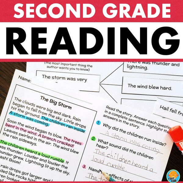 2nd Grade Reading Comprehension Worksheets MAIN IDEA Classroom Homeschool Printables