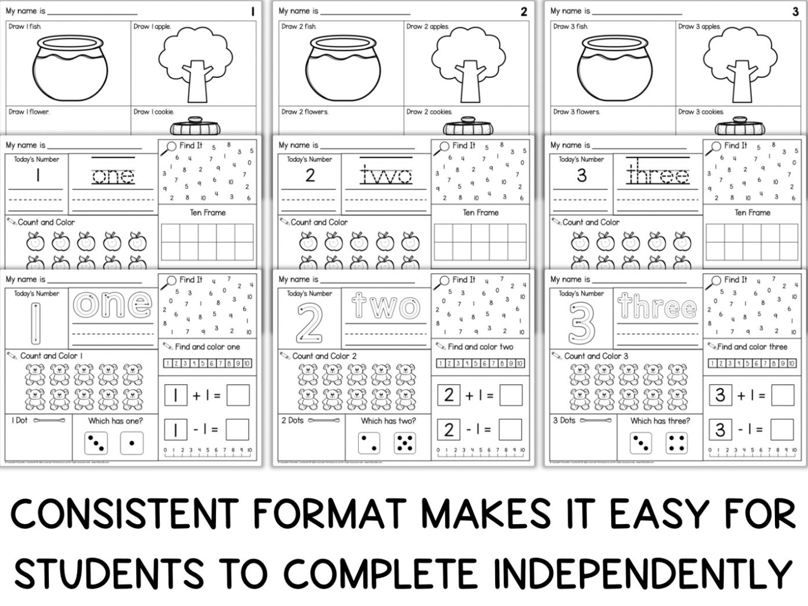 Kindergarten Math Worksheets Learning Numbers 1 to 20 Counting Number ...