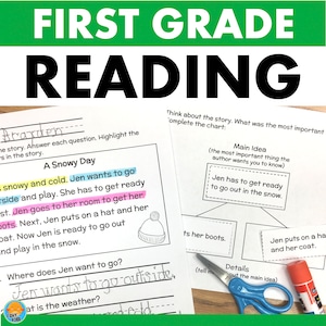 1st Grade Reading Comprehension Cut & Paste Worksheets Decodable Stories with Questions Homeschool Learn at Home