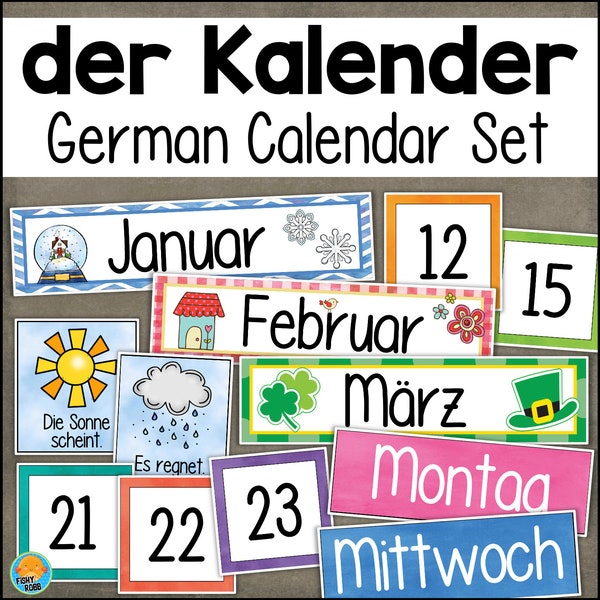 GERMAN Calendar Kit Months Days Seasons Weather Date Cards Set der Kalender und das Wetter Classroom Homeschool