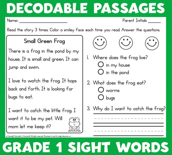 first grade reading comprehension worksheets decodable stories etsy australia