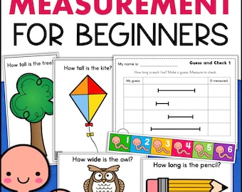 Learning to Measure Activities Kindergarten 1st Grade Math Task Cards & Worksheets Homeschool Classroom Printables