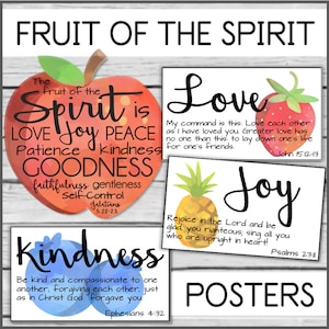 Fruit of the Spirit Watercolor Posters Printable - Christian Classroom Homeschool Sunday School VBS