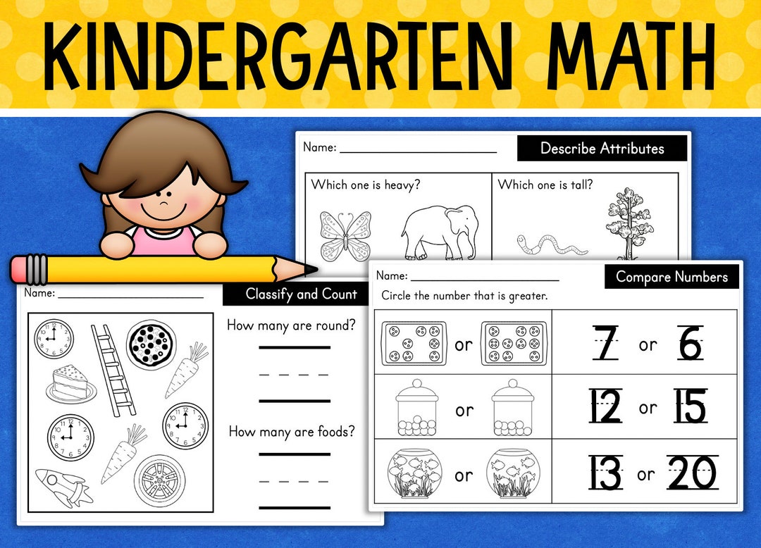 Kindergarten MATH Worksheets & Assessments Homeschool - Etsy