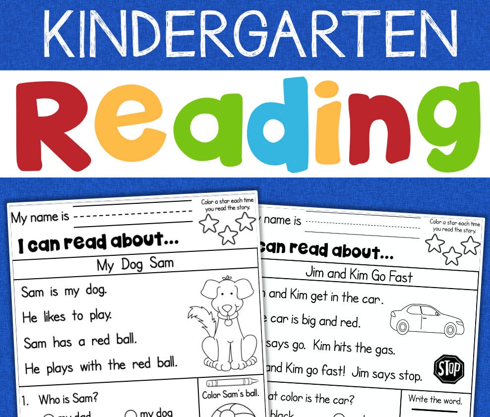 Kindergarten At Home Reading Worksheets Comprehension | Etsy Ireland