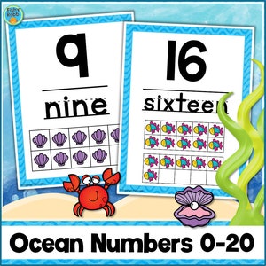 Printable UNDER The SEA Ocean Theme Number Posters 0-20 Classroom Decor