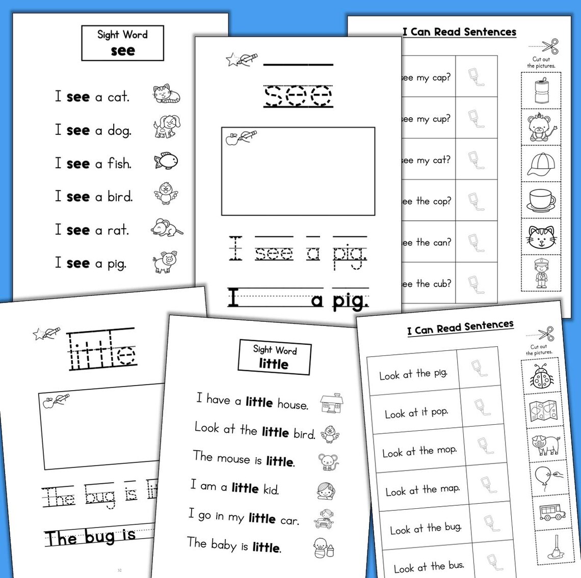 Kindergarten Sight Word Sentences Learn to Read Worksheets & Activities ...