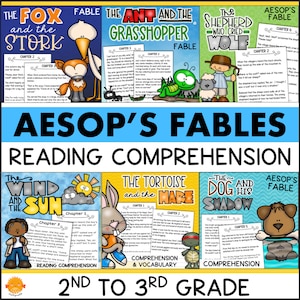 AESOP'S FABLES Printable Books Reading Comprehension BUNDLE 2nd 3rd Grade Homeschool Classroom