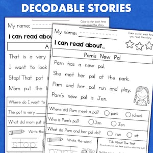 Kindergarten At Home Reading Worksheets Comprehension Passages Homeschool Classroom Tutoring image 3
