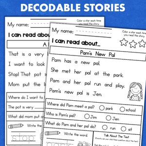 Kindergarten At Home Reading Worksheets Comprehension Passages Homeschool Classroom Tutoring image 3