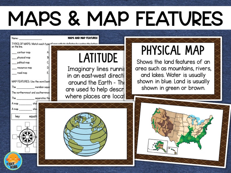 MAPS Map Skills Posters & Worksheet Social Studies Classroom Etsy