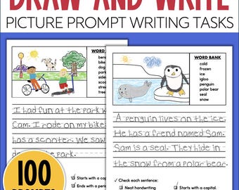 Sentence Writing Practice Draw and Write Printable Picture Prompts for 1st to 2nd Grade Homeschool or Classroom
