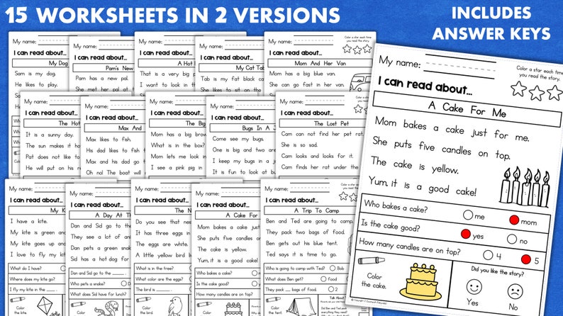 Kindergarten At Home Reading Worksheets Comprehension Passages Homeschool Classroom Tutoring image 5