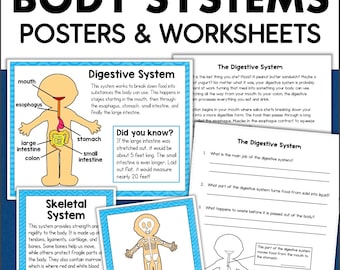 Human Body Systems 3rd 4th 5th Grade Science Posters & Worksheets Homeschool Classroom