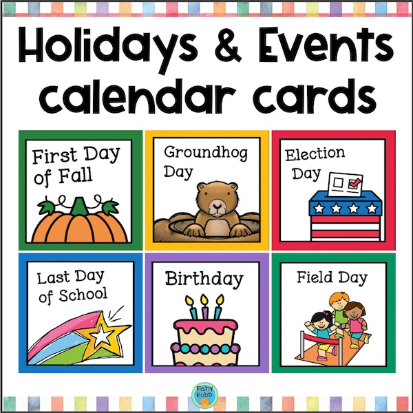 Pocket Chart Calendar Cards HOLIDAYS & EVENTS Classroom Homeschool