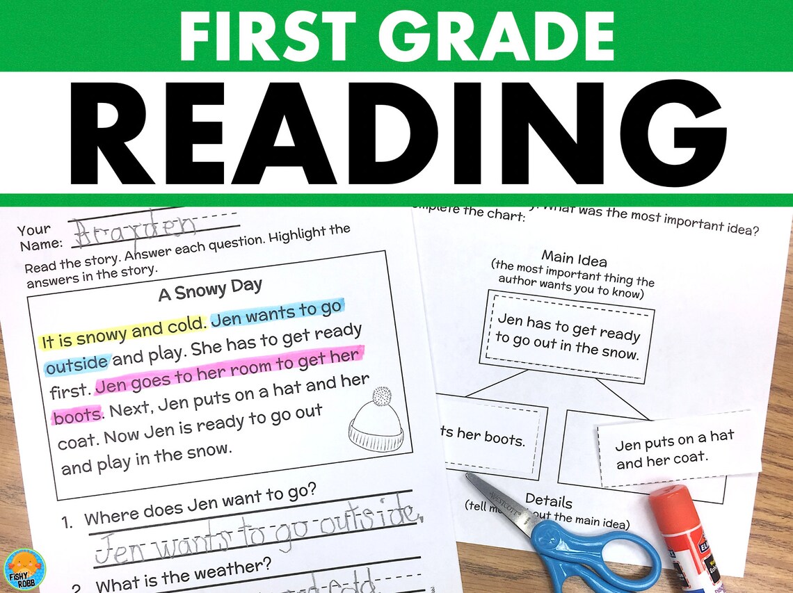 1st Grade Reading Comprehension Cut & Paste Worksheets - Etsy