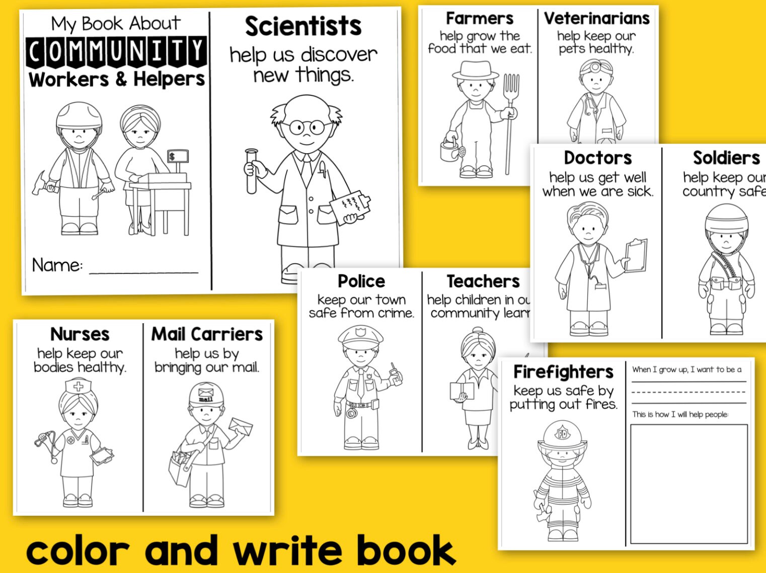 Community Helpers Activities and Worksheets Kindergarten PreK | Etsy