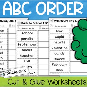 ABC-bestelling Afdrukbare werkbladen knippen en plakken VAKANTIE SEIZOEN Het hele jaar 2e leerjaar 1e leerjaar Thuisonderwijs Klas